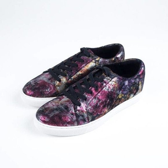 Kenneth Cole Shoes - Kenneth Cole Marlow Neutral Floral Metallic Platform Sneaker 6.5 Black Pink Gold